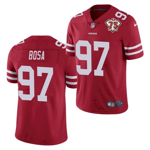 Men's San Francisco 49ers #97 Nick Bosa 2021 Red NFL 75th Anniversary Vapor Untouchable Stitched Jersey